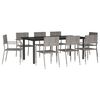 vidaXL 9 Piece Garden Dining Set Grey and Black Poly Rattan and Steel