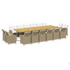 vidaXL 17 Piece Garden Dining Set with Cushions Poly Rattan Beige