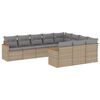 vidaXL 10 Piece Garden Sofa Set with Cushions Beige Poly Rattan
