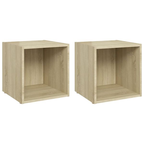 vidaXL TV Cabinets 2 pcs Sonoma Oak 37x35x37 cm Engineered Wood