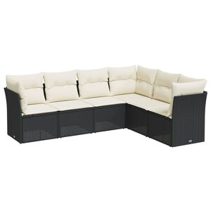 vidaXL 6 Piece Garden Sofa Set with Cushions Black Poly Rattan