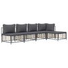 vidaXL 5 Piece Garden Lounge Set with Cushions Anthracite Poly Rattan