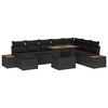 vidaXL Garden Sofa Set with Storage 9 pcs Black Poly rattan