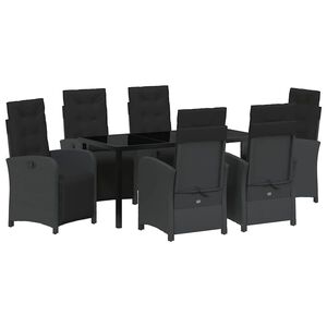 vidaXL Garden Dining Set 7 pcs Black Poly Rattan