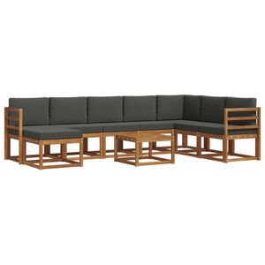 vidaXL Outdoor Sofa Set 9 pcs Natural and Anthracite