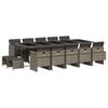 vidaXL 15 Piece Garden Dining Set with Cushions Grey Poly Rattan