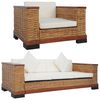 vidaXL 2 Piece Sofa Set with Cushions Brown Natural Rattan