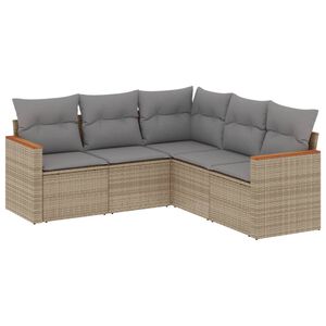 vidaXL 5 Piece Garden Sofa Set with Cushions Mix Beige Poly Rattan