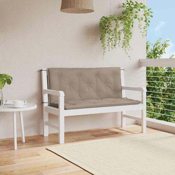 vidaXL Garden Bench Cushion Taupe 120x(50+50)x7cm Oxford Fabric