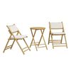 vidaXL 3 Piece Folding Bistro Set with Cream White Cushions Bamboo