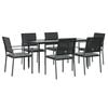 vidaXL 7 Piece Garden Dining Set with Cushions Poly Rattan and Steel