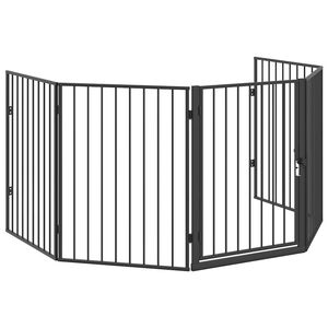 vidaXL Pet Fireplace Fence Steel Black