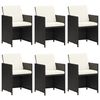 vidaXL 7 Piece Garden Dining Set with Cushions Poly Rattan Black