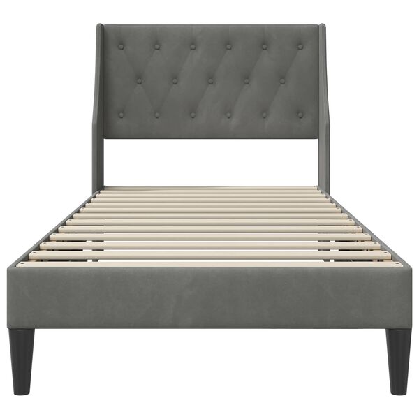 vidaXL Bed Frame with Headboard Dark Grey 90 x 190 cm Velvet