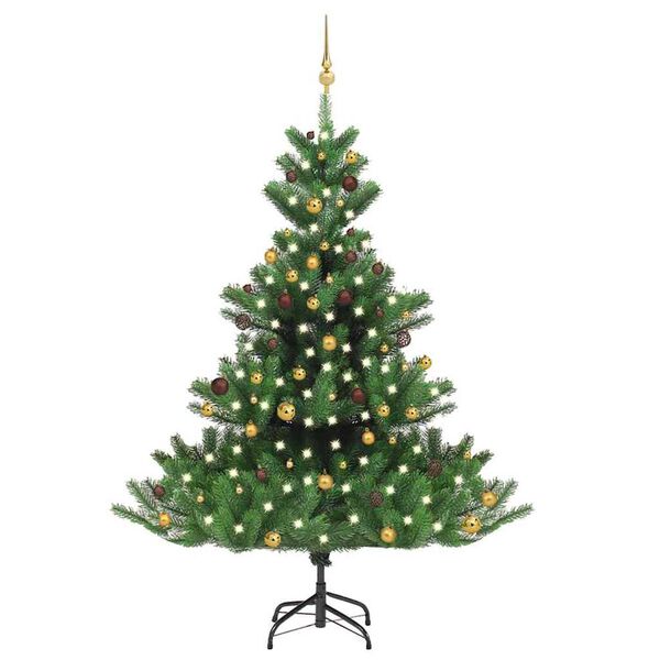 vidaXL Nordmann Fir Artificial Christmas Tree LED&Ball Set Green 210cm