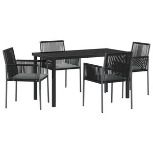 vidaXL Garden Dining Set 5 pcs Black PE Rattan