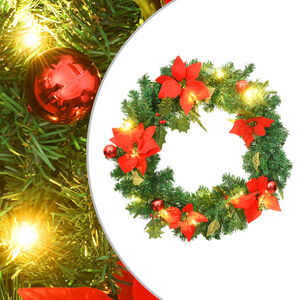 vidaXL Christmas Wreath | Green and Red | PVC | 60 cm | Decorative Inlays