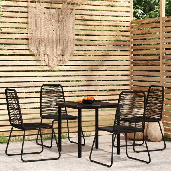 vidaXL 5 Piece Garden Dining Set Black
