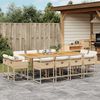 vidaXL 13 Piece Garden Dining Set with Cushions Beige Poly Rattan
