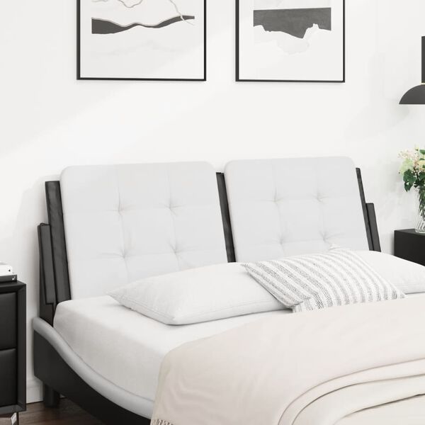 vidaXL Headboard Cushion "Zadar" White and Black 137 cm Double Faux Leather