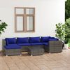 vidaXL 7 Piece Garden Lounge Set with Cushions Poly Rattan Grey