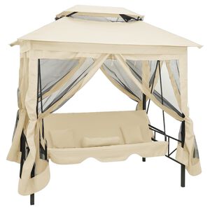 vidaXL Gazebo Convertible Swing Bench Cream White