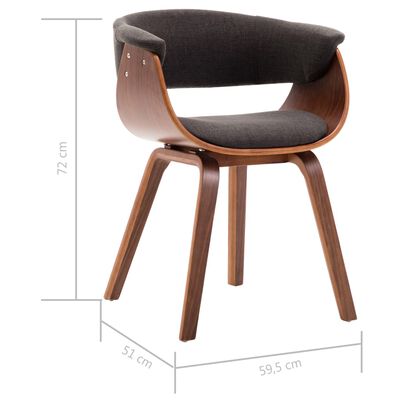 vidaXL Dining Chairs 4 pcs Grey Bent Wood and Fabric