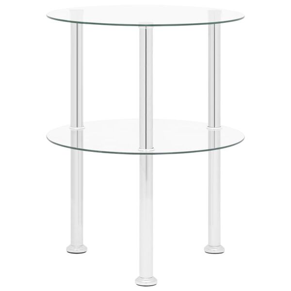 vidaXL 2-Tier Side Table Transparent 38 cm Tempered Glass