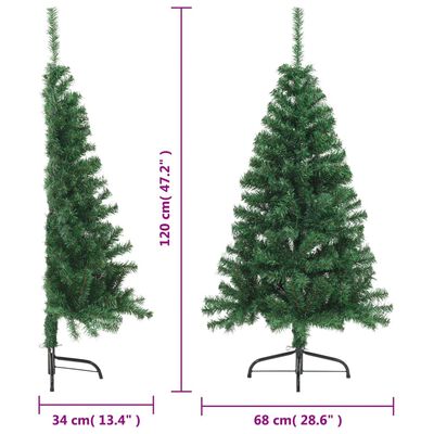 vidaXL Artificial Half Christmas Tree with Stand Green 120 cm PVC