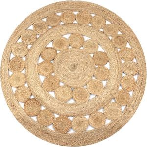 vidaXL Area Rug Braided Design Jute 120 cm Round