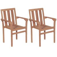 vidaXL Stacking Garden Chairs 2 pcs Solid Teak Wood