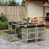 vidaXL 9 Piece Garden Dining Set with Cushions Light Grey Poly Rattan