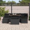 vidaXL Garden Sofa Set with Storage 7 pcs Black Poly rattan