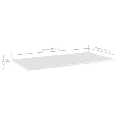 vidaXL Bookshelf Boards 4 pcs High Gloss White 80x30x1.5 cm Engineered Wood