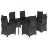 vidaXL 7 Piece Garden Dining Set with Cushions Black Poly Rattan