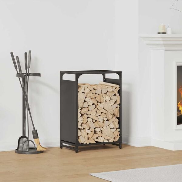 vidaXL Firewood Rack Black 44x28x65 cm Cold-rolled steel