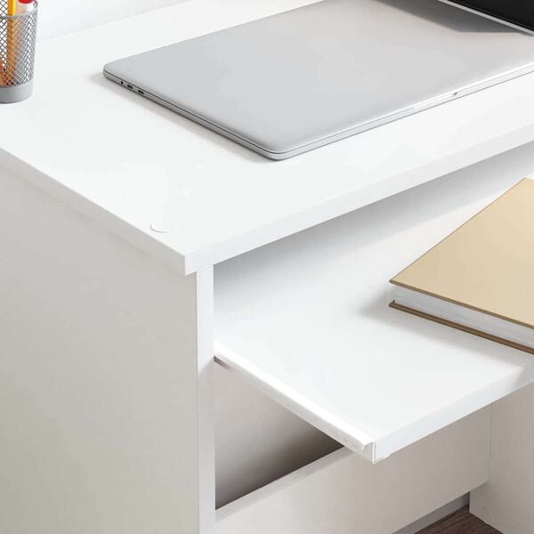 vidaXL Desk with Shelf White 106 x 40 x 88.5 cm Engineered Wood