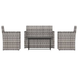vidaXL 4 Piece Outdoor Lounge Set with Cushions Poly Rattan Grey