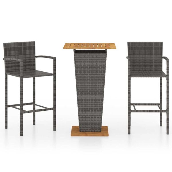vidaXL 3 Piece Garden Bar Set Grey