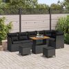 vidaXL Garden Sofa Set Height-Adjustable 9 pcs Black Poly Rattan