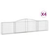 vidaXL Arched Gabion Baskets 4 pcs 400x30x80/100 cm Galvanised Iron