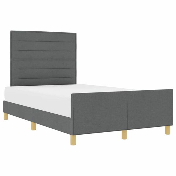 vidaXL Bed Frame with Headboard Dark Grey 137 x 190 cm Fabric