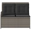 vidaXL Reclining Garden Bench with Cushions Grey Poly Rattan
