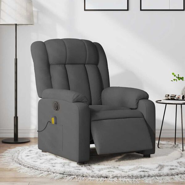 vidaXL Electric Massage Recliner Chair Dark Grey Fabric
