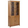vidaXL Bookcase with 4 Doors 90x35x200 cm Solid Oak Wood and Glass