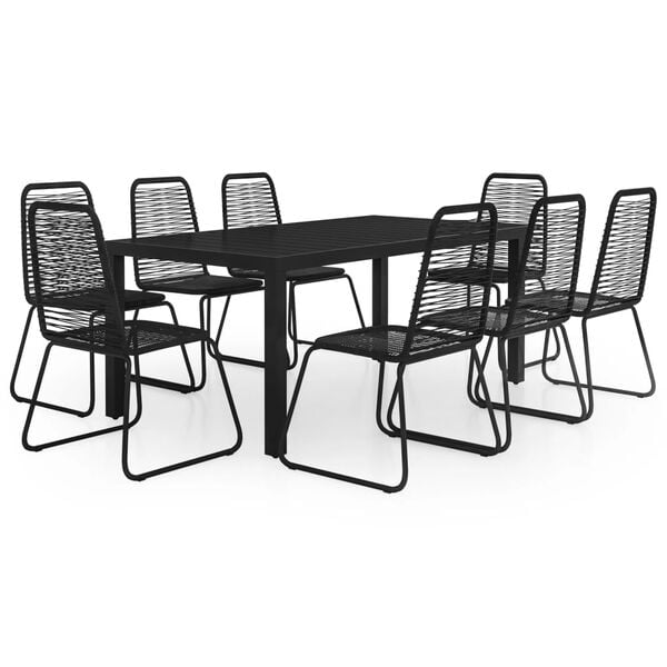 vidaXL 9 Piece Garden Dining Set PVC Rattan Black