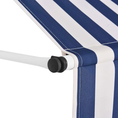 vidaXL Manual Retractable Awning 300 cm Blue and White Stripes