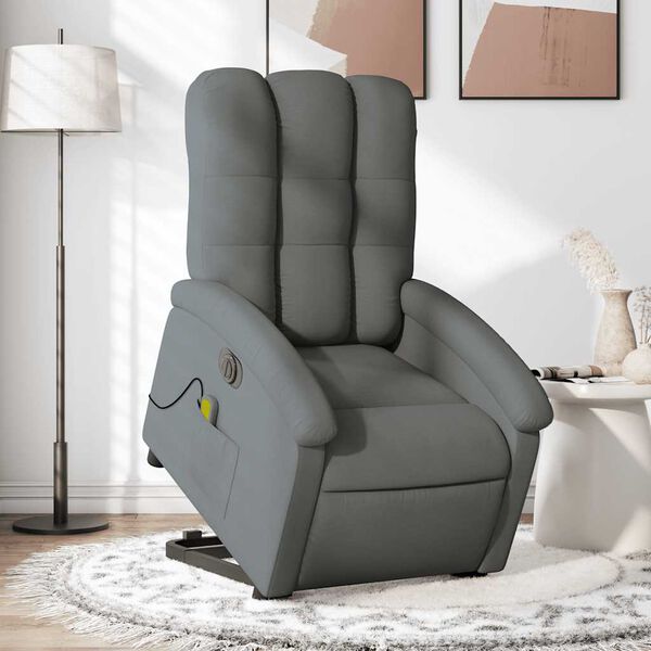 vidaXL Electric Stand up Massage Recliner Chair Dark Grey Fabric