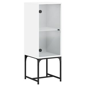 vidaXL Side Cabinet with Glass Door White 35x37x100 cm