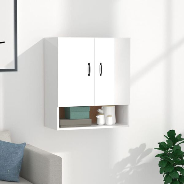 vidaXL Wall Cabinet High Gloss White 60x31x70 cm Engineered Wood